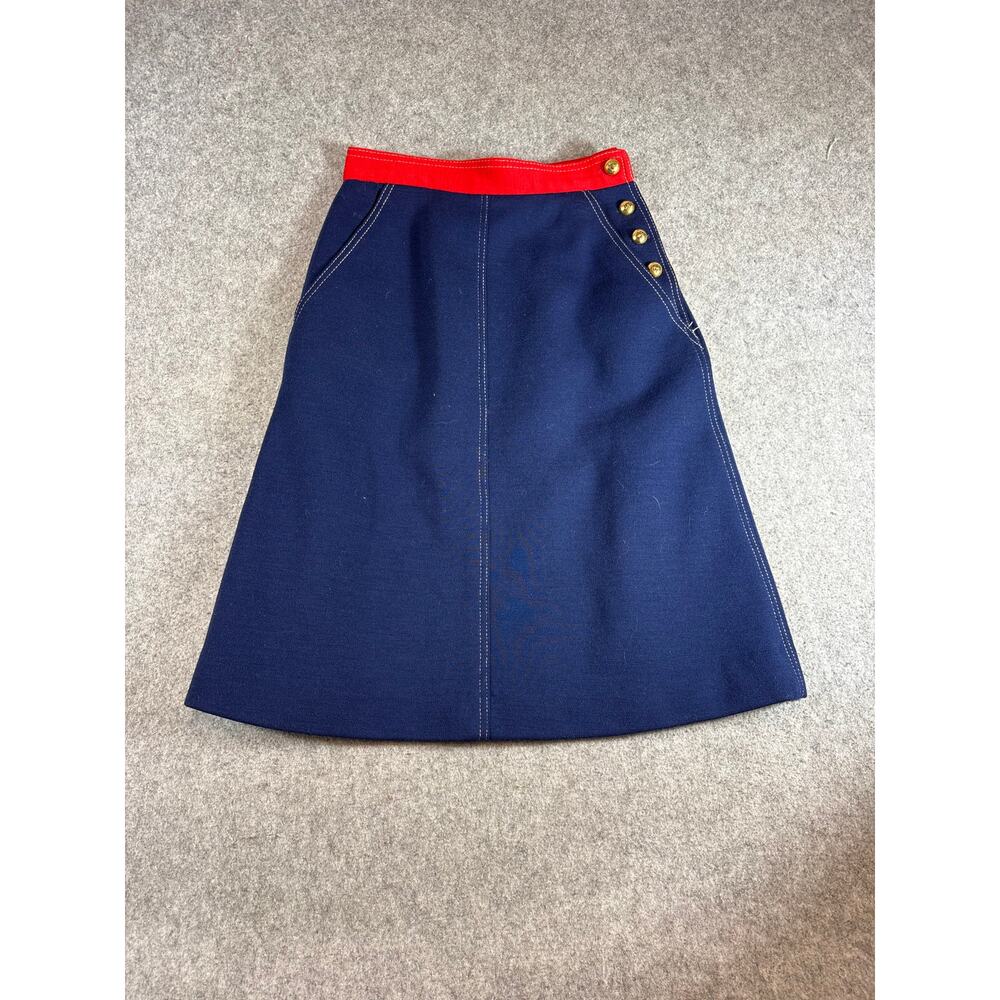 Vintage 90s Jaeger A Line Skirt Womens Size 10 Blue Wool London Britain Classic